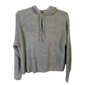 Banana Republic Soft Gray Knit Hoodie Drawstring Casual Sweater Women's M NWT